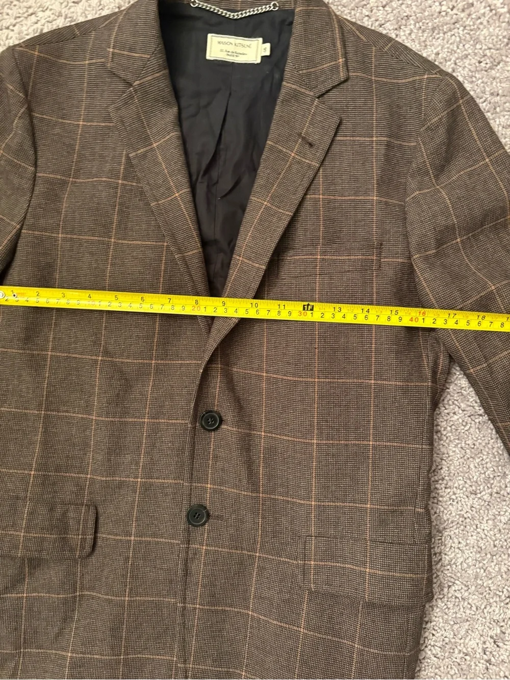 Men’s Maison Kitsuné Plaid Wool/Cotton Blazer – Size 46